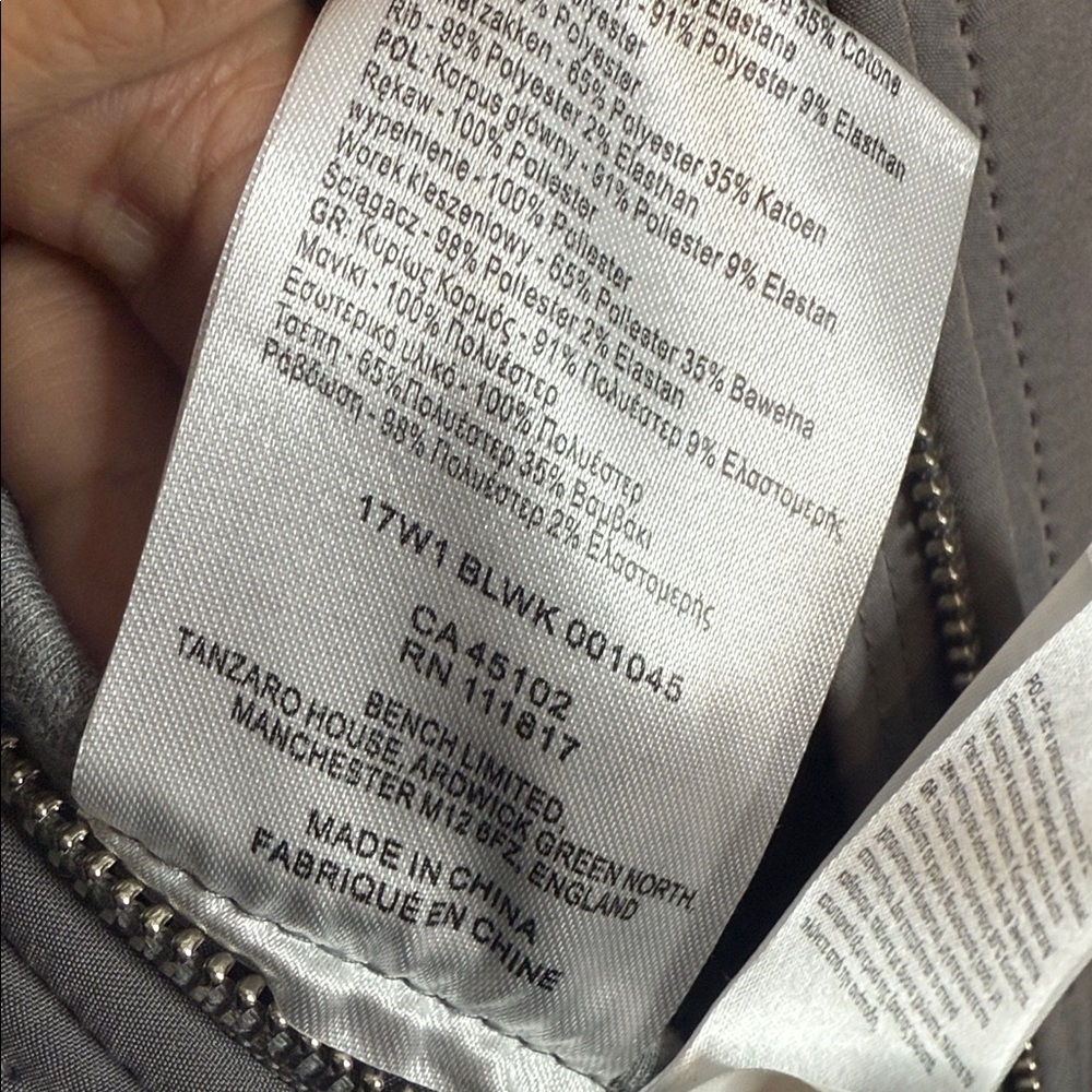 Bench | Grey Hooded Midi length Jacket yellow trim - quilted stitching - Medium - Picture 8 of 8